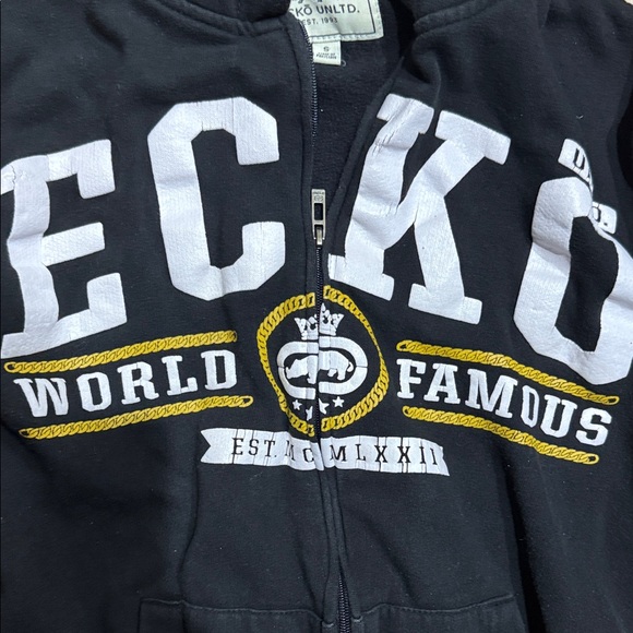 Ecko Unlimited Black Full Zip Hoodie with White Accents - Picture 4 of 12